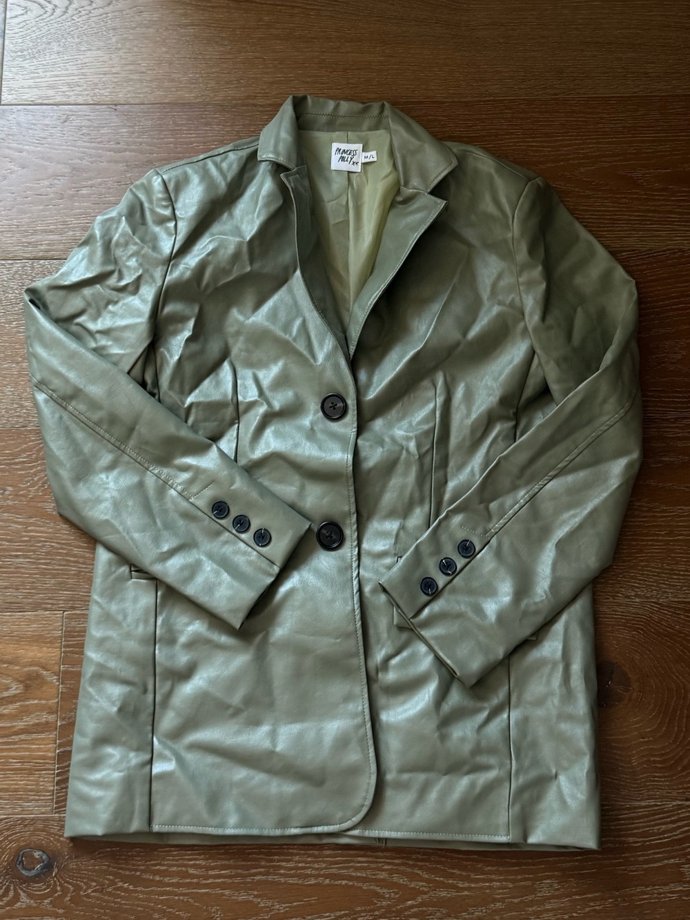 Princess Polly Olive Green Faux Leather Blazer